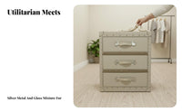 Stacked Luggage End Table Distressed Finish Nightstand Vintage Design