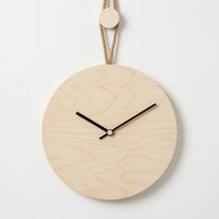 Wooden Wall Clock Minimalist Clock with Rope Round for Living Room, Entryway