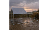 Walkfull-Access Hen House Waterproof Cover Metal Chicken Coop Heavy-Duty Roofed Fowl Pen