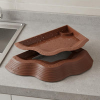 Turtle Food and Water Bowl Polished Edges 2-in-1 Amphibian Feeding Station Anti-Slip Ramp Terrarium Accessory Tip-Resistant