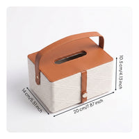 Rectangular Home Decor Reinforced Corners Woven Tissue Box Cover Handled Tissue Box Cover for Desktop