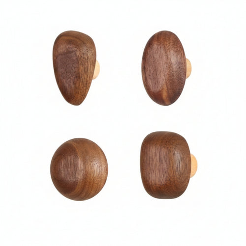 4 Pieces Wooden Wall Hook Natural Pebble Wall Hook Rustic for Closet
