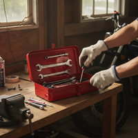 Multi-layer Metal Tool Box with Handle for Car and Home Use