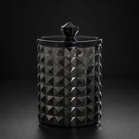Qtip Holder Acrylic Vanity Organizer with Lid Diamond-Texture Swab Holder for Washroom Counter, Dressing Table