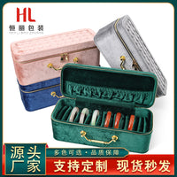 绒布轻奢珠宝手镯盒便携黄金翡翠收纳盒手提多位玉镯珠宝箱大容量