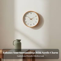 Nordic Hanging Clock Non-Ticking Minimalist Silent Clock Modern Analog Timepiece for Living Room, Bedroom, Kitchen