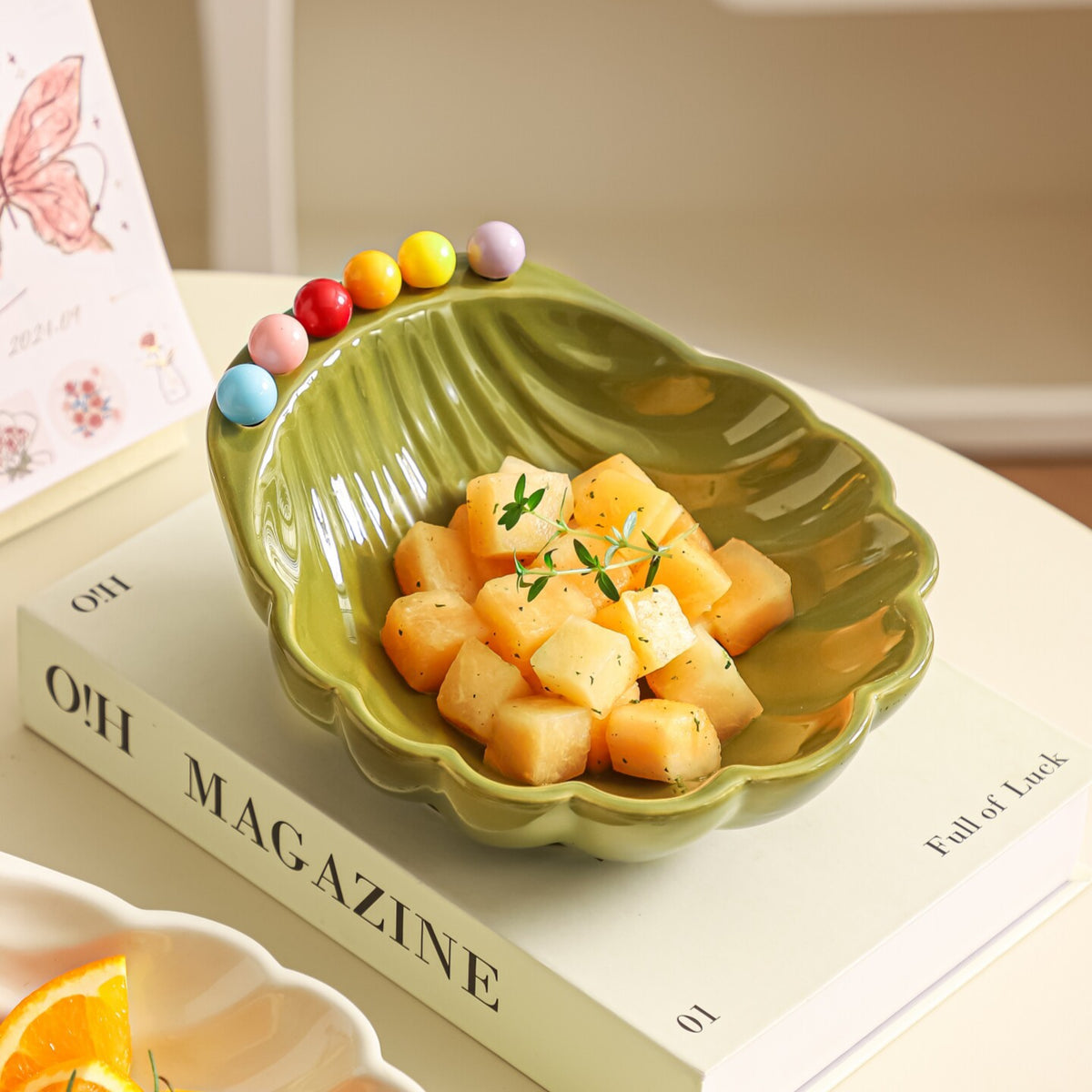 Ceramic Fruit Fork and Bowl Set for Table Decoration