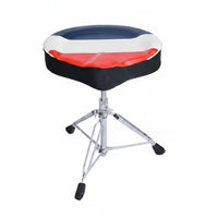 Tripod Base Height Adjustable Drum Throne Chrome Metal Height-Adjustable Drum Stool Rubber Foot Caps Performance Gear Locking Hardware for Drummers, Percussionists