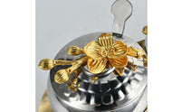 3 Pieces Condiment Jars with Tray Stainless Steel for Kitchen Countertop