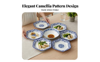 7 Pieces Dinnerware Aesthetic Design Floral Dinnerware Set Microwave Tableware for Housewarming, Entertaining