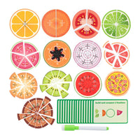 Fruit Fraction Math Toy Educational Fraction Circle Puzzle Bright Colors for Kids, Homeschool, Instruction Time