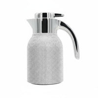 Double Walled Rhinestone Thermal Pot Long-Lasting Heat Preservation Sparkling Insulated Tea Pot Leak-Proof Crystal Studded Coffee Carafe Included for Office, Parties, Events