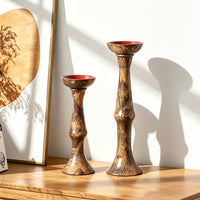 New Chinese Style Wabi-Sabi Resin Candle Holder with Hand-Painted Oil Painting Design