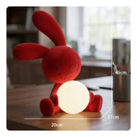 Rabbit Night Light Flocked Rabbit Lamp Ambient for Bedside Table, Living Room