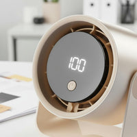 Quiet Operation Digital Display Mini Fan Adjustable Speed Digital Display Fan Powerful Airflow 7-Blade Design for Students
