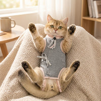 Recovery Suit for Cats with Tie Closure, Sleeveless Breathable Post-Surgery Wear, Anti-Licking Cat Suit for After Surgery