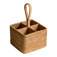 Divided Wicker Basket Handwoven 4 Compartment woven Basket Divider Design