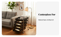2-Tier Trolley with Drawer Space-Saving Mobile Furniture Easy Assembly