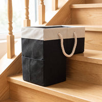 Stair Basket with Rope Handles Space-Saving Stair Storage Basket with Handle Sturdy Bin for Stairs