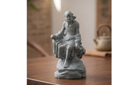 Daruma Statue Sandstone Meditative Ornament with Stone Texture Carved Stone Statue for Tea Room, Study