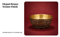 Antique Brass Dragon Bowl Embossed Chinese Motif Bowl