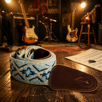 Guitar Strap with Leather Ends Jacquard Woven Guitar Strap Stylish for Live Performance