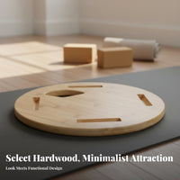 Natural Bamboo Wooden Toe Function Board Polished Finish Round Pilates Balance Board Portable Reversible Balance Disc Ergonomic for Dancers, Athletes, Home Gym, Office