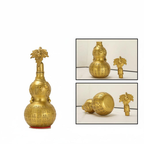 Brass Gourd Ornament Removable Lid Chinese Blessing Gourd Good Luck Amulet