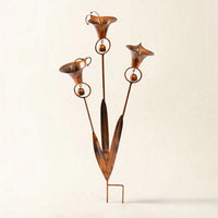 Garden Stake with Bells Rusted Metal Flower Stake Bronze-Copper for Gardeners
