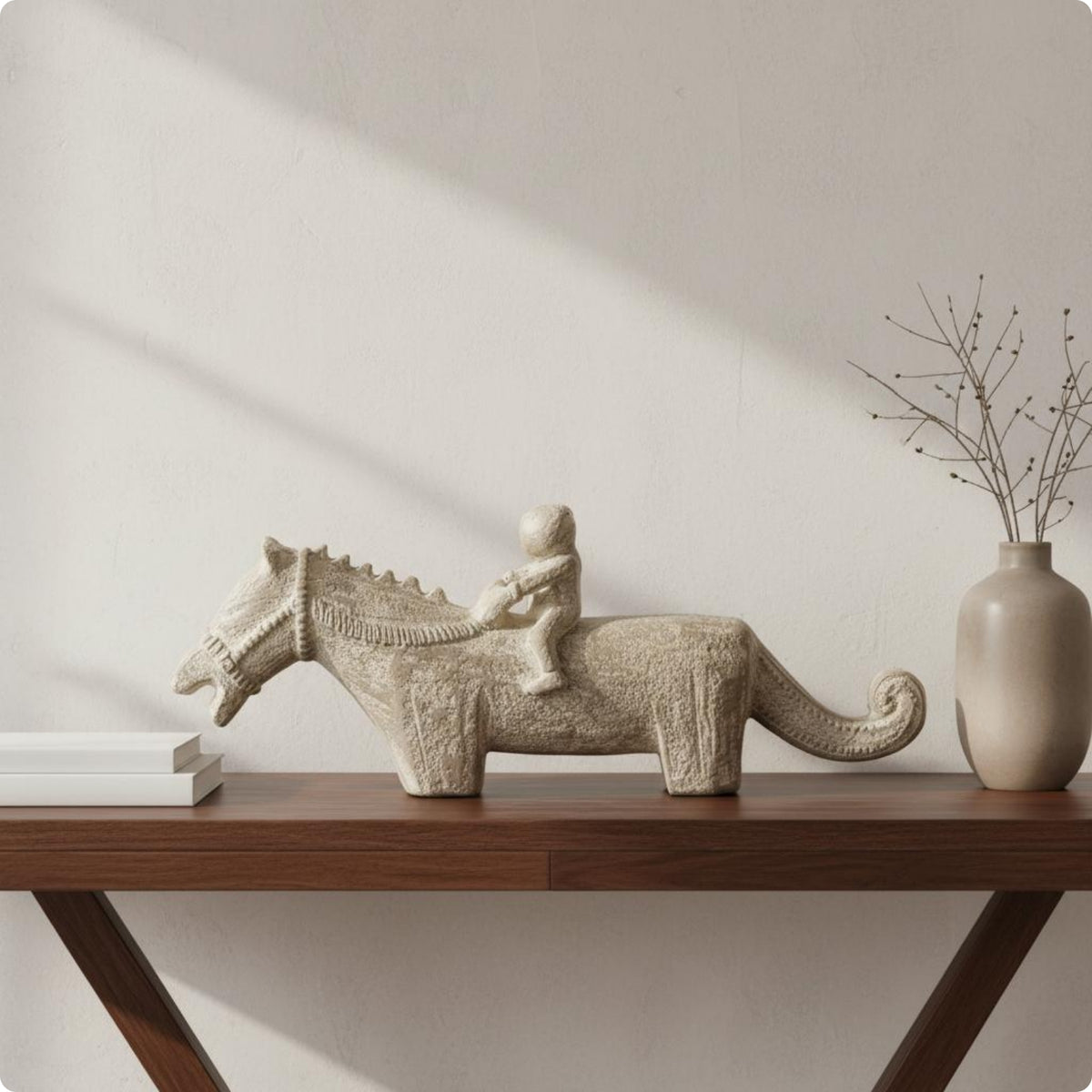 Horse Equestrian Statue Vintage Equestrian Figurine Artistic Sculpture for Model Room, Tabletop