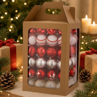 96 Pieces Christmas Ball Ornaments Shatterproof Christmas Ball Ornament Set Assorted Finishes Hanging Ornaments with Hanging Tops for Window Display