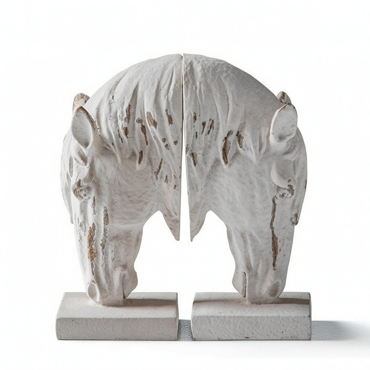 Horse Bookends Distressed Horse Head Sculpture Vintage Decor for Bookshelf, Mantel