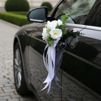 Car Mirror Flower Decoration Elegant Snowy Bloom Mirror Bow Photo-Ready