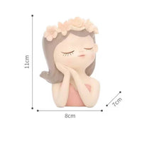 Fairy Girl Fleshy Plant Pot 3D Sculpture Girl Face Planter Drainage Hole