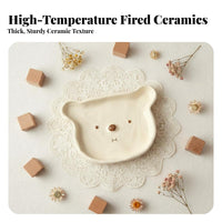 Cute Teddy Ceramic Tableware Set, Cream Bowl, Mug & Plate, Handmade, Home Dining, 2025