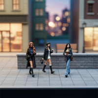 3 Pieces Pedestrian Figures Detailed Finish Hand-Painted Resin Figures