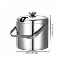 Stainless Steel Ice Bucket Condensation Resistant Two-Layer Ice Bucket Portable Barware for Chilled Drinks