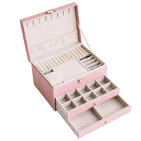 Hard-Sided Jewelry Box with Mirror Multi-Compartment Jewelry Box with Drawers Wear-Resistant Easy to Clean for Vanity, Travel