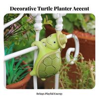 Resin Turtle Statue Weather Resistant Turtle Pot Hug Low Maintenance Resin Tortoise Ornament for Patio, Balcony, Indoor