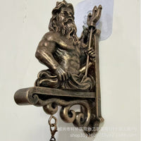 American Retro Nautical Wall Doorbell with Ship's Wheel and Poseidon Design