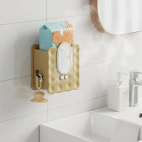 biscuits Shaped Tissue Holder Waterproof Wall-Mounted Wipe Dispenser With Side Hook Cartoon Storage Box for Dorm Room