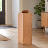 Wooden Trash Can for Bathroom, Slim Bin with Lid, 6L, 65cm, for Home and Office