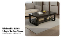 Modern Design Two-Tier Rectangular Table Sturdy Structure Household Furniture Stable Frame Easy Assembly for Office Workers, Apartment Dwellers, Homeowners, Living Room, Reception Area, Lounge