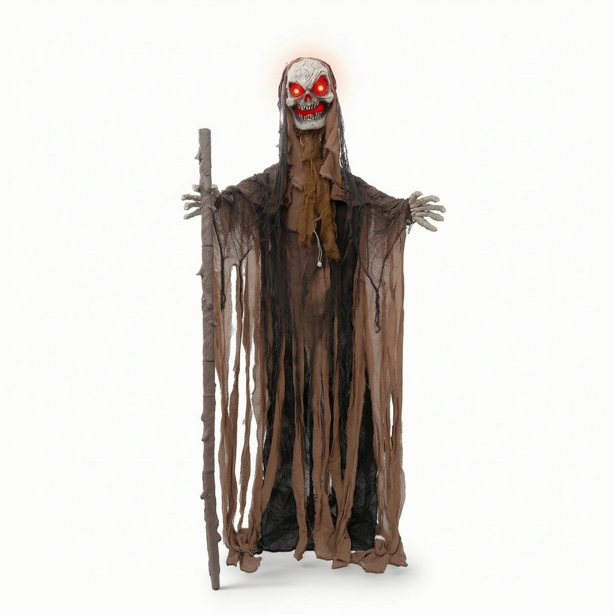 Standing Decoration with Glowing Spectral Figure with Robe Freestanding Prop for Halloween, Eerie Dwelling, Entryway