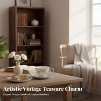Embossed Flower Teacup Elegant Design Vintage Floral Teacup Set Ceramic Coffee Mug and Dish Fine China Gold Rimmed Tea Mug