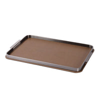 Tray with Metal Rim Rectangular Tray with Woven Base Elegant for Vanity