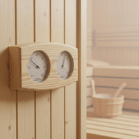 Natural Fir Wood Sauna Thermometer Hygrometer Easy to Read Sauna Room Temperature-Hygrometer Heat Resistant Wooden Temperature Humidity Gauge for Spa