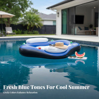 Portable Design 2 Person Pool Flotation Device Comfortable Inflatable Pool Raft Easy Inflation Floating Recliner Chair Multi-Purpose for Couples, Adults, Beach, Summer Vacation, Lake
