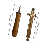 2 Pieces Purfling Cutter Precision Violin Inlay Knife Adjustable Luthier Knife with Wooden Handle for Luthiers