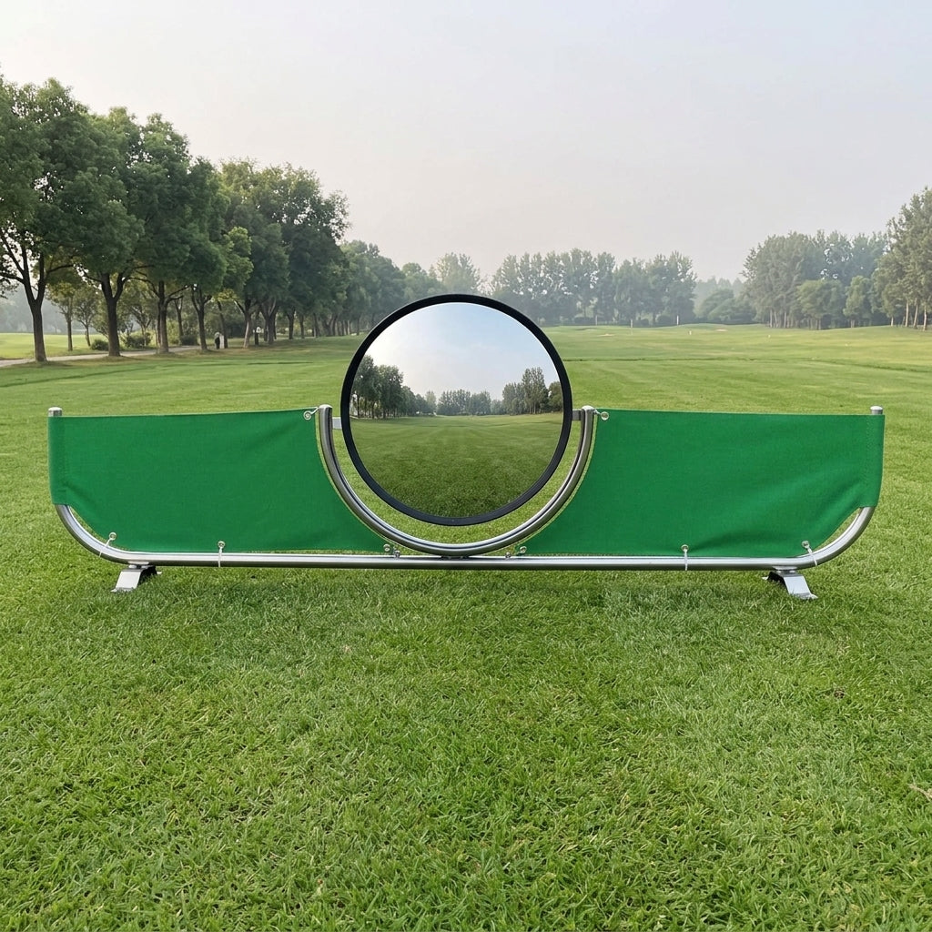Golf Practice Range Divider, Batting Stall Partition Board, with 40cm Mirror, Stainless Steel, Double Pole
